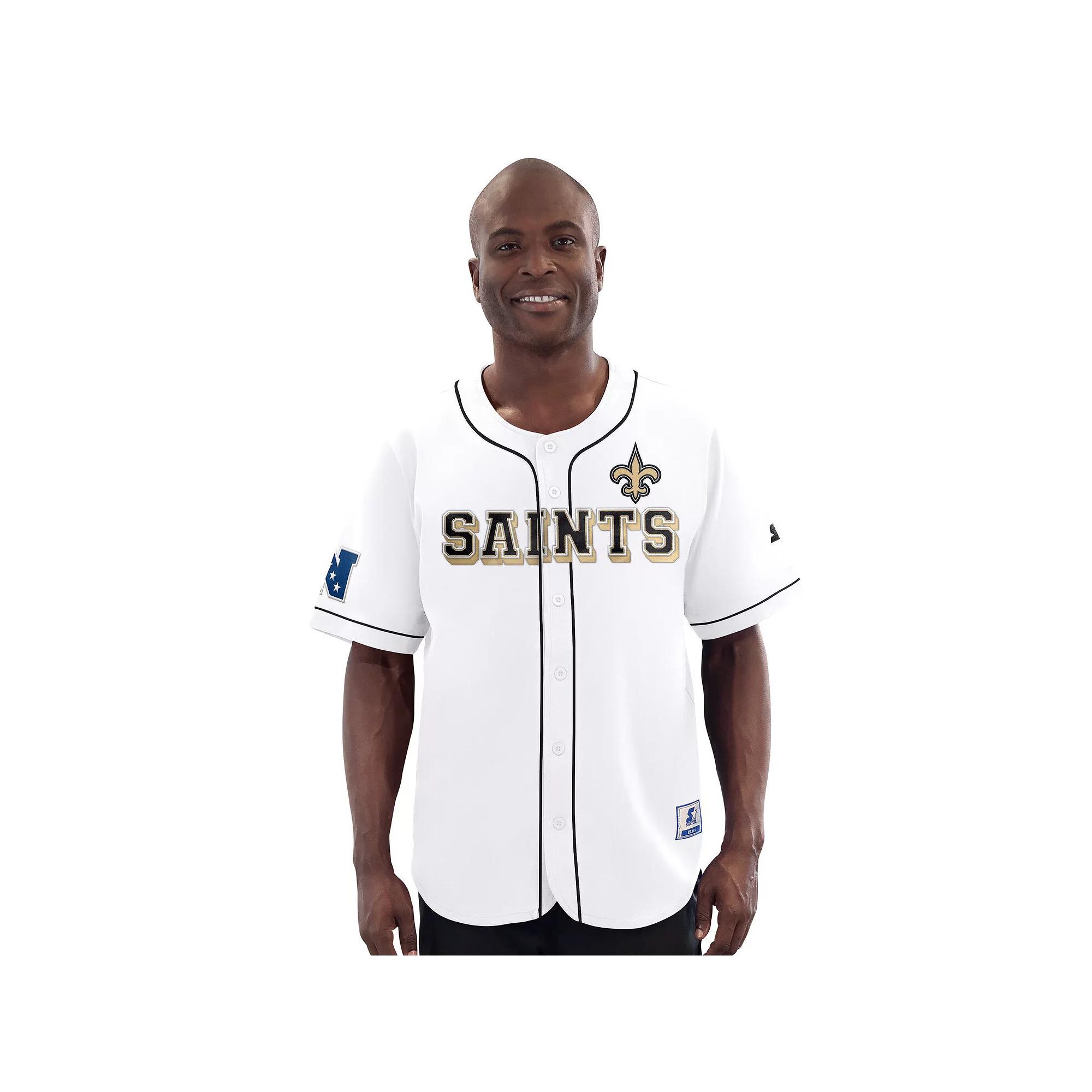 Men's Starter  White New Orleans Saints Relay Full-Button Baseball Jersey, Size: Large Product Image