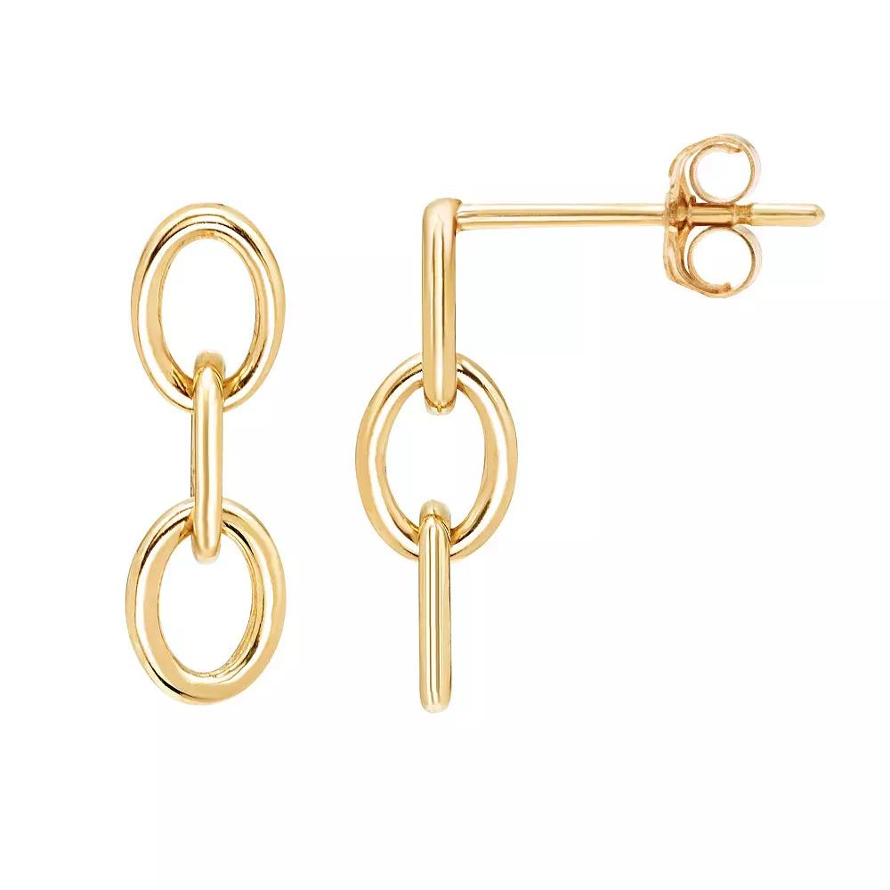 Theia Sky 14k Yellow Gold Three Chain Link Drop Earrings, Women's, 14k Gold Product Image