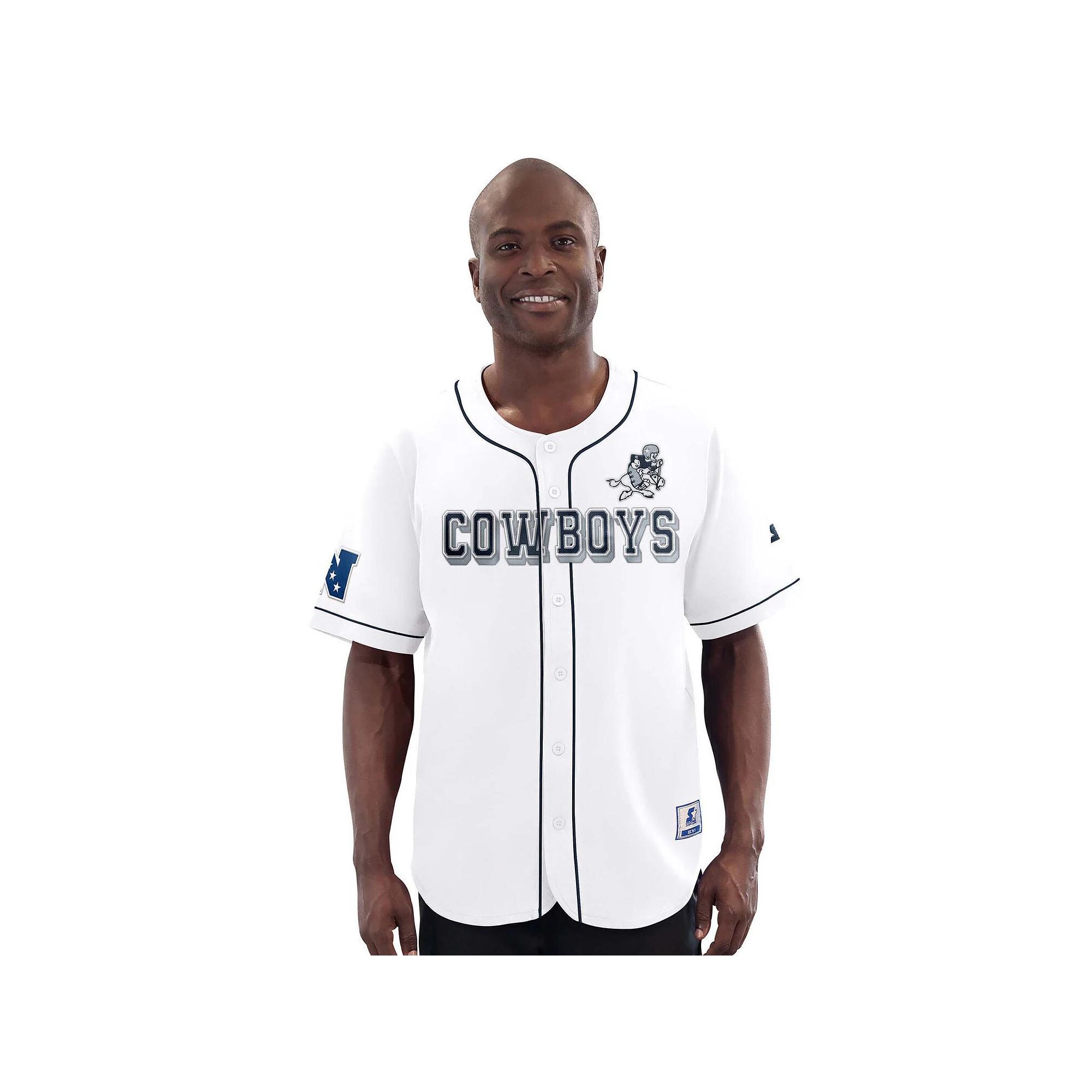Men's G-III Sports by Carl Banks White Dallas Cowboys Throwback Relay Baseball Jersey,  Product Image