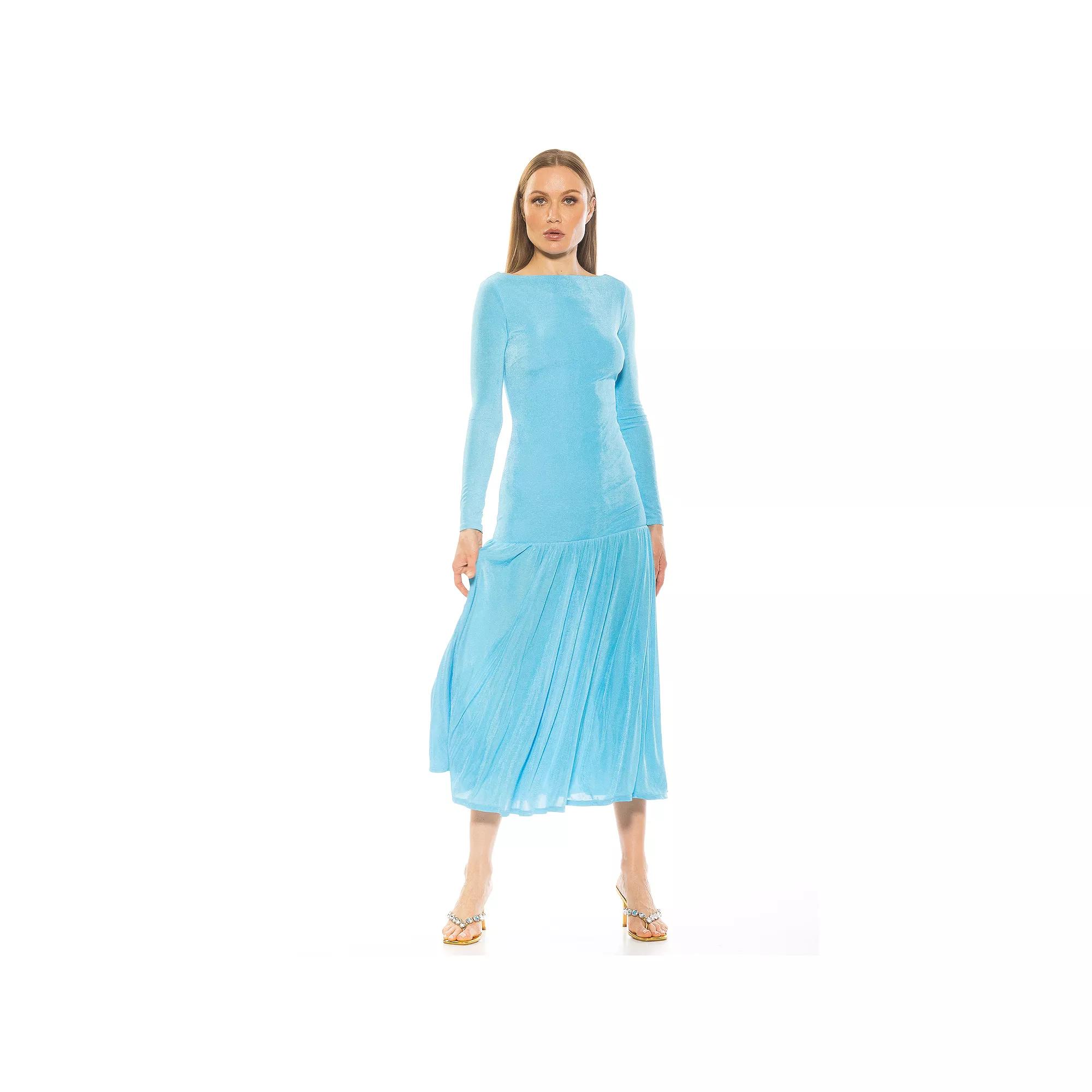 Women's ALEXIA ADMOR Khaite Long Sleeve Drop Waist Shirred Maxi Dress,  Product Image