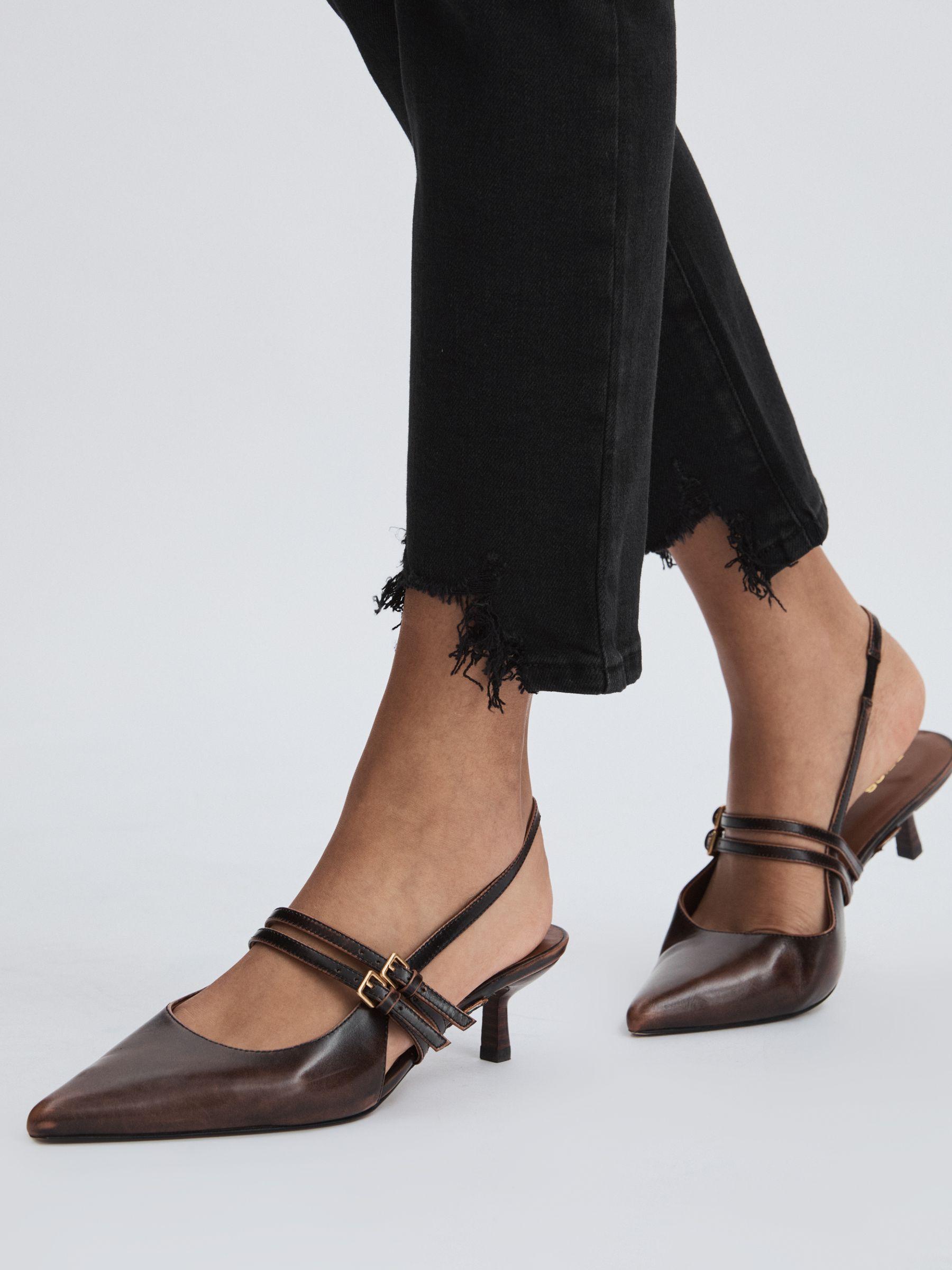 Good American Distressed-Hem Cropped Jeans in Black Product Image