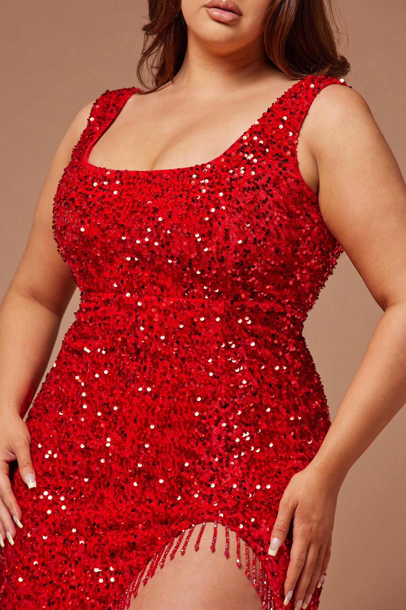 Lana Embellished Sequin Gown - Red Product Image