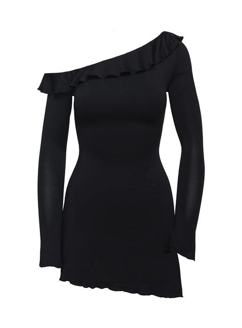 Bewitched One Shoulder Mini Dress Black Product Image