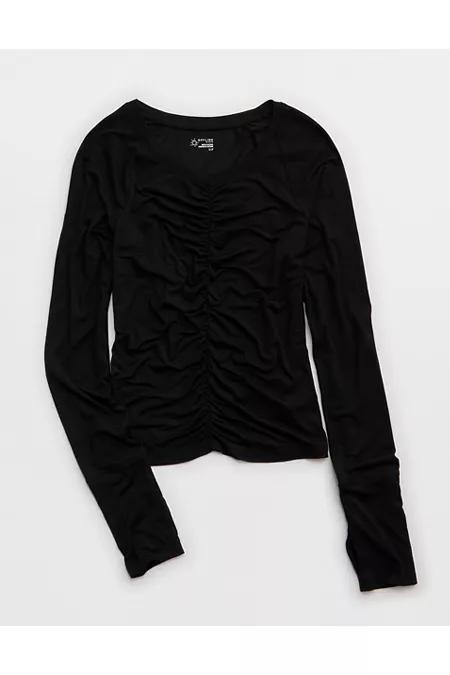 OFFLINE By Aerie Thumbs Up Ruched Long Sleeve T-Shirt Women's Product Image