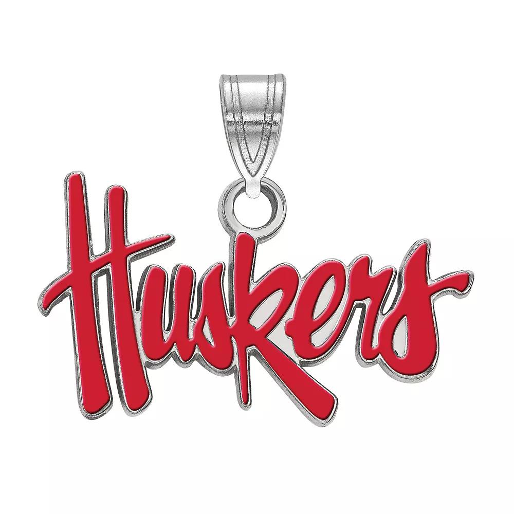 LogoArt Nebraska Cornhuskers Sterling Silver Script Pendant, Women's, Size: 17 mm Product Image