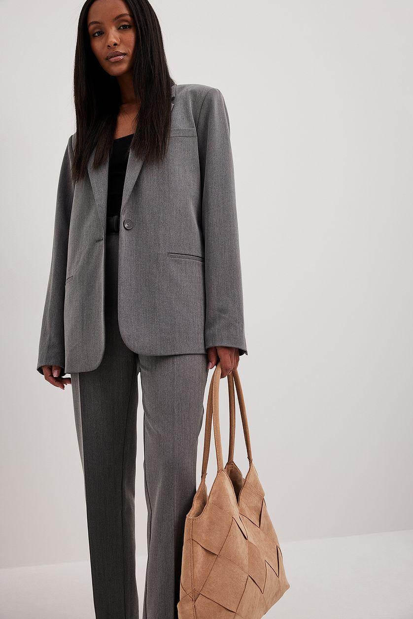 Heavy Straight Blazer Grey Product Image