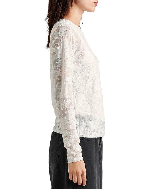 Splendid Cecelia Floral Burnout Crew Neck Long Sleeve Tee Product Image