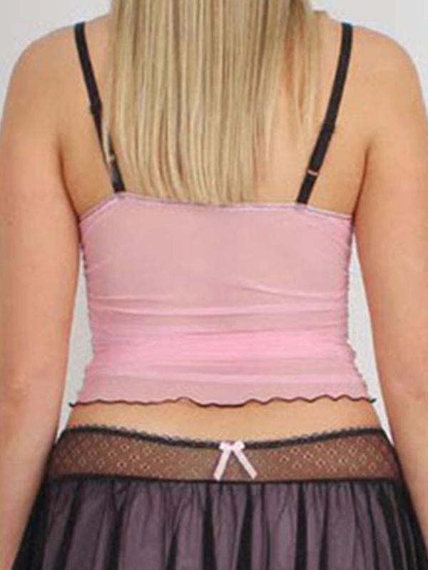 Ruffles Drawstring Lace Up Mesh Cami Top Product Image