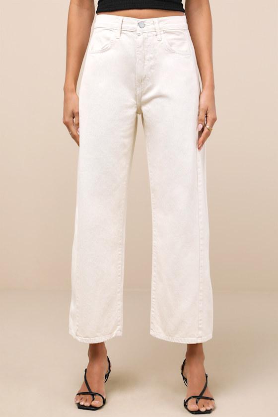 Dovie Ivory High-Rise Barrel Jeans Product Image