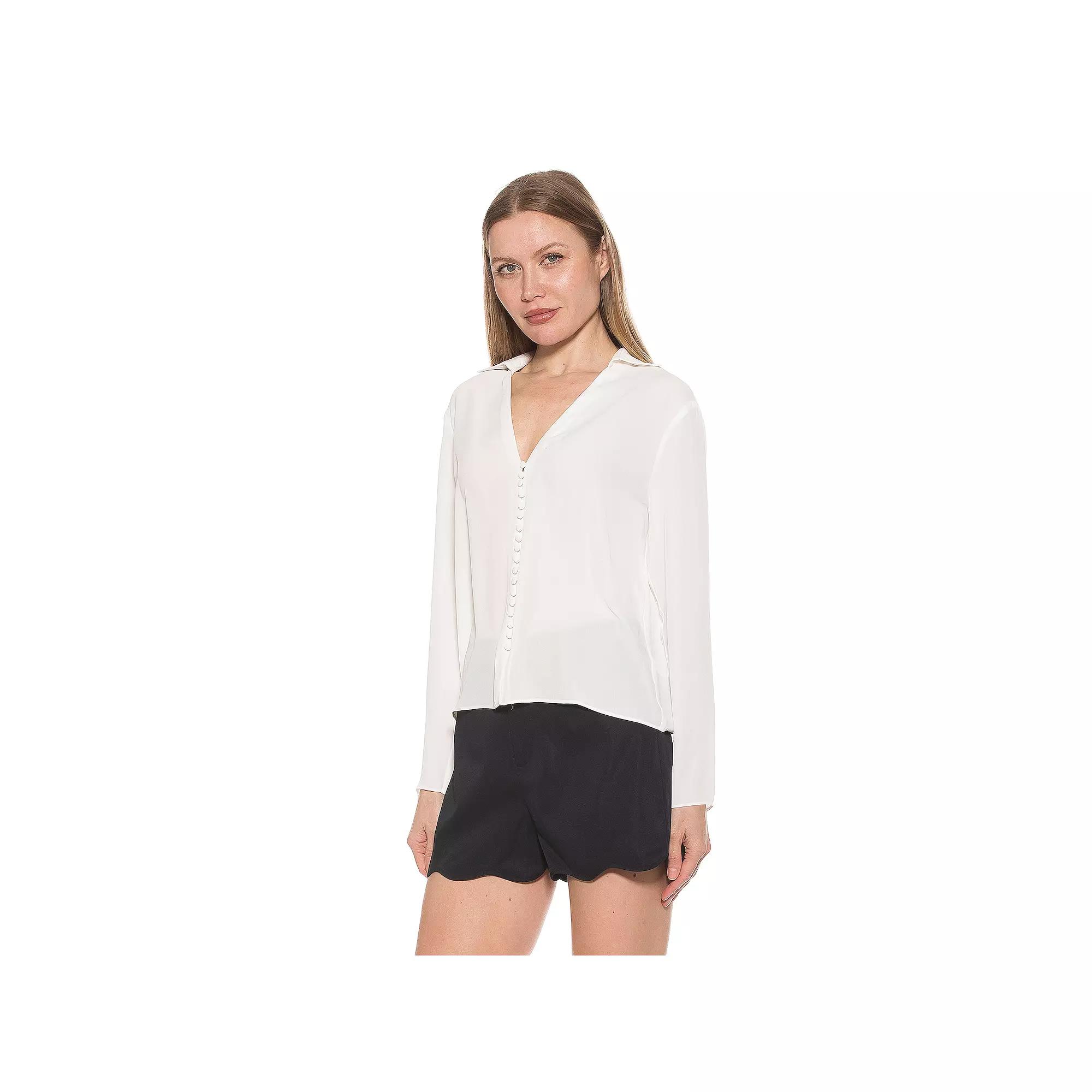 Women's ALEXIA ADMOR Lori Long Sleeve V-Neck Shirt,  Product Image