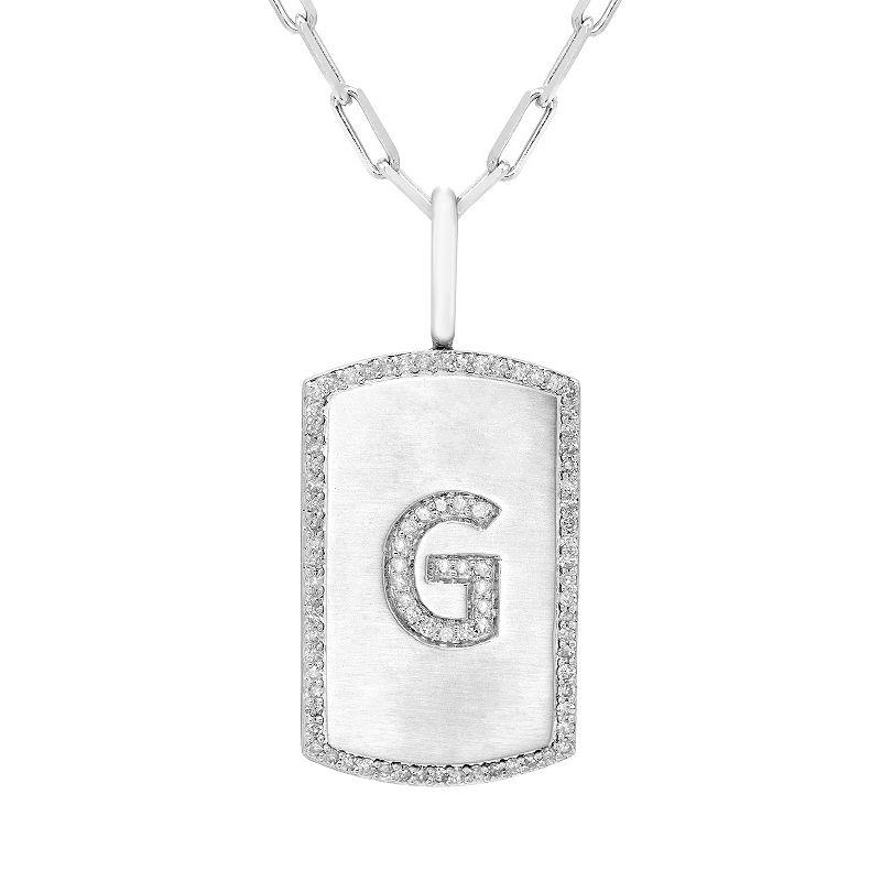 It's Personal Initial Sterling Silver & 1/4 Carat T.W. Diamond Dog Tag Necklace, Women's,  Product Image
