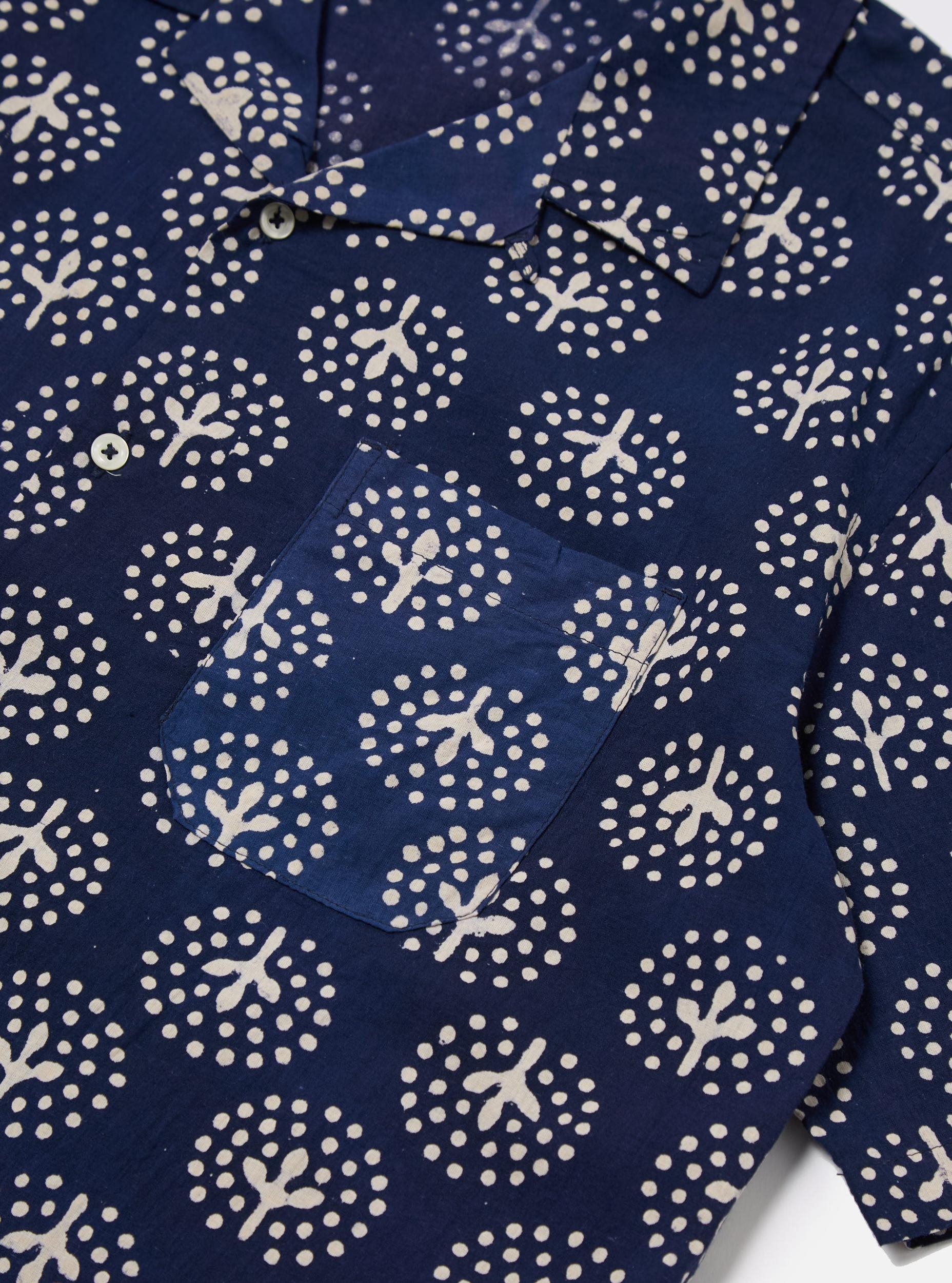Universal Works Road Shirt in Navy Magic Circle Print Product Image