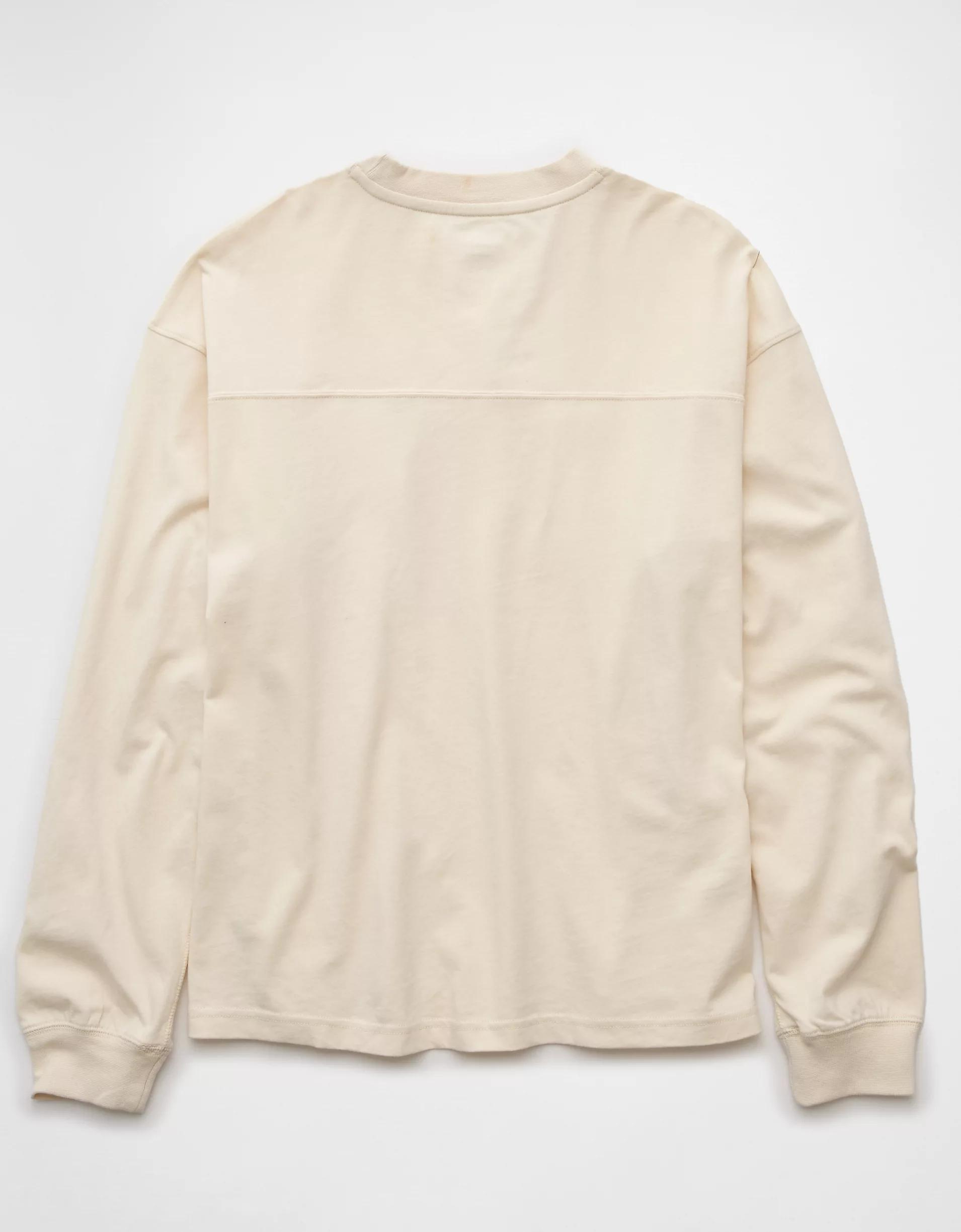 AE Long-Sleeve Boxy Sueded Jersey T-Shirt Product Image