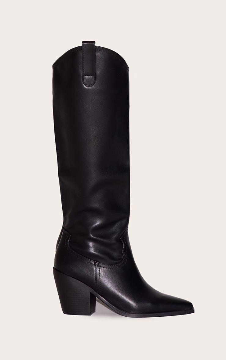Black Mid Calf Cowboy Boots Product Image