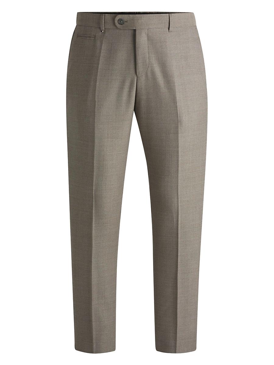 Mens Slim-Fit Trousers in Micro-Patterned Virgin Wool Product Image