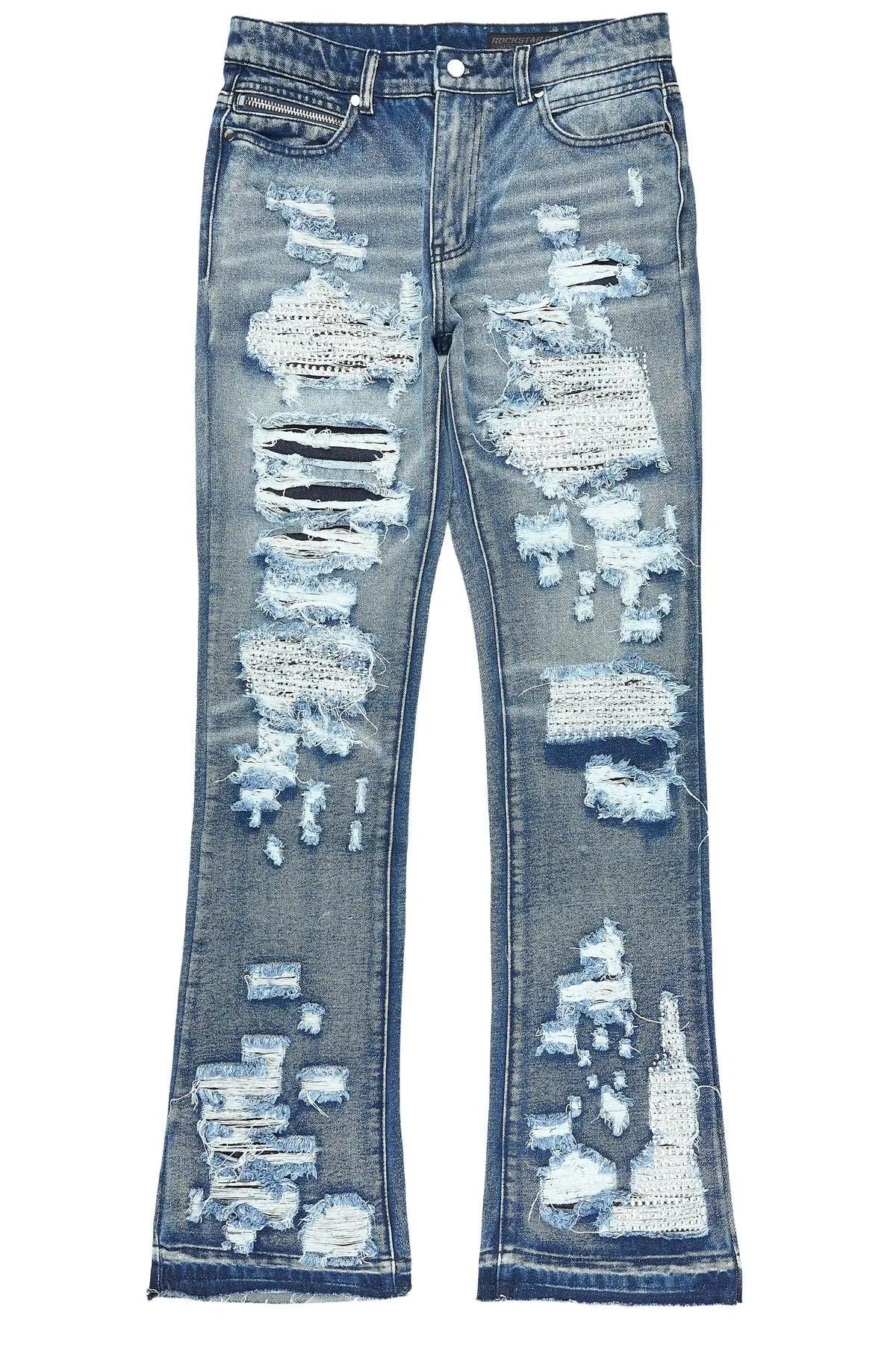 Mathey Medium Blue Rhinestone Stacked Fit Jean Male Product Image