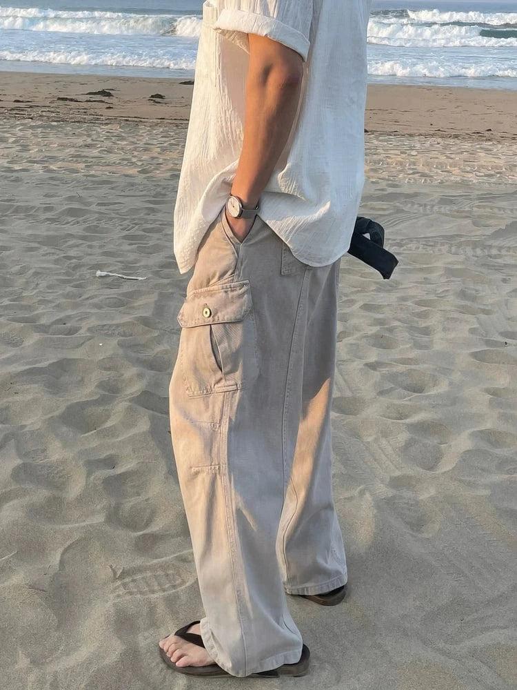 RT No. 19041 RECONSTRUCTED CARGO STRAIGHT PANTS Product Image