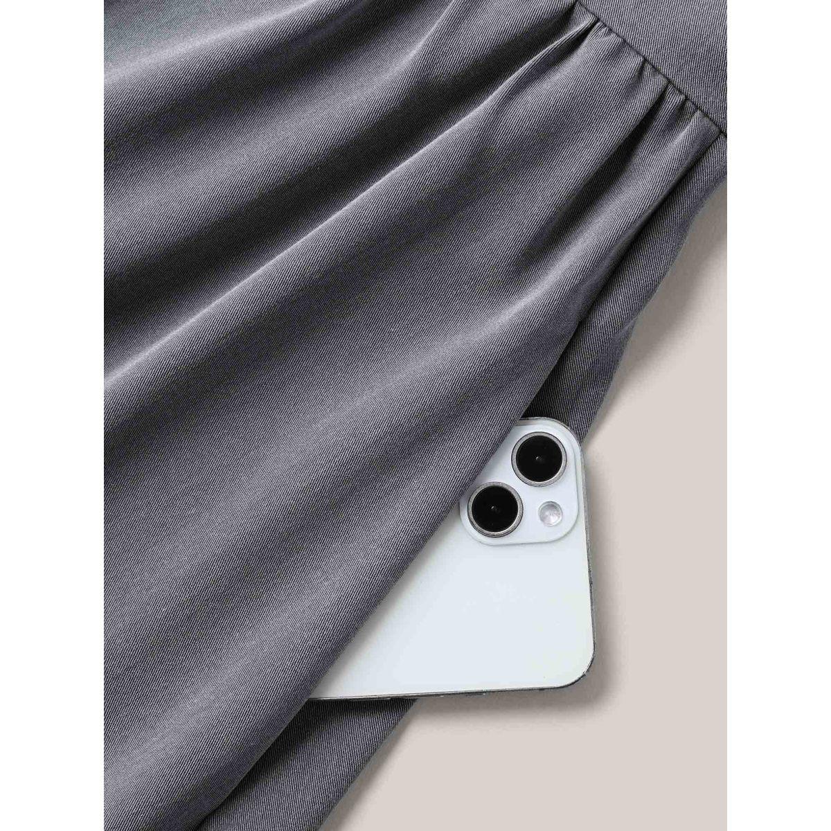 Plus Size Heather Tied Pockets Sleeveless Midi Dress Mediumgray Women Gathered V-neck Sleeveless Curvy BloomChic 22-24/3X Product Image