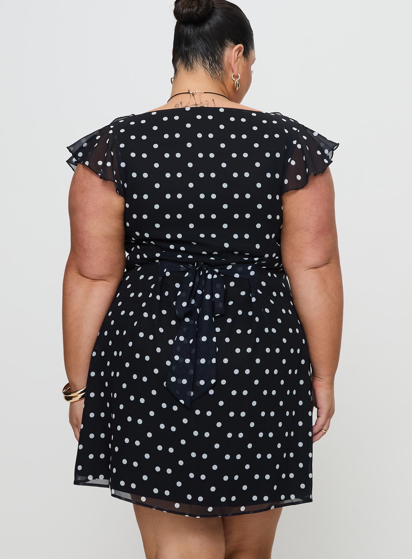 I Guess So Mini Dress Black Polka Dot Petite Product Image