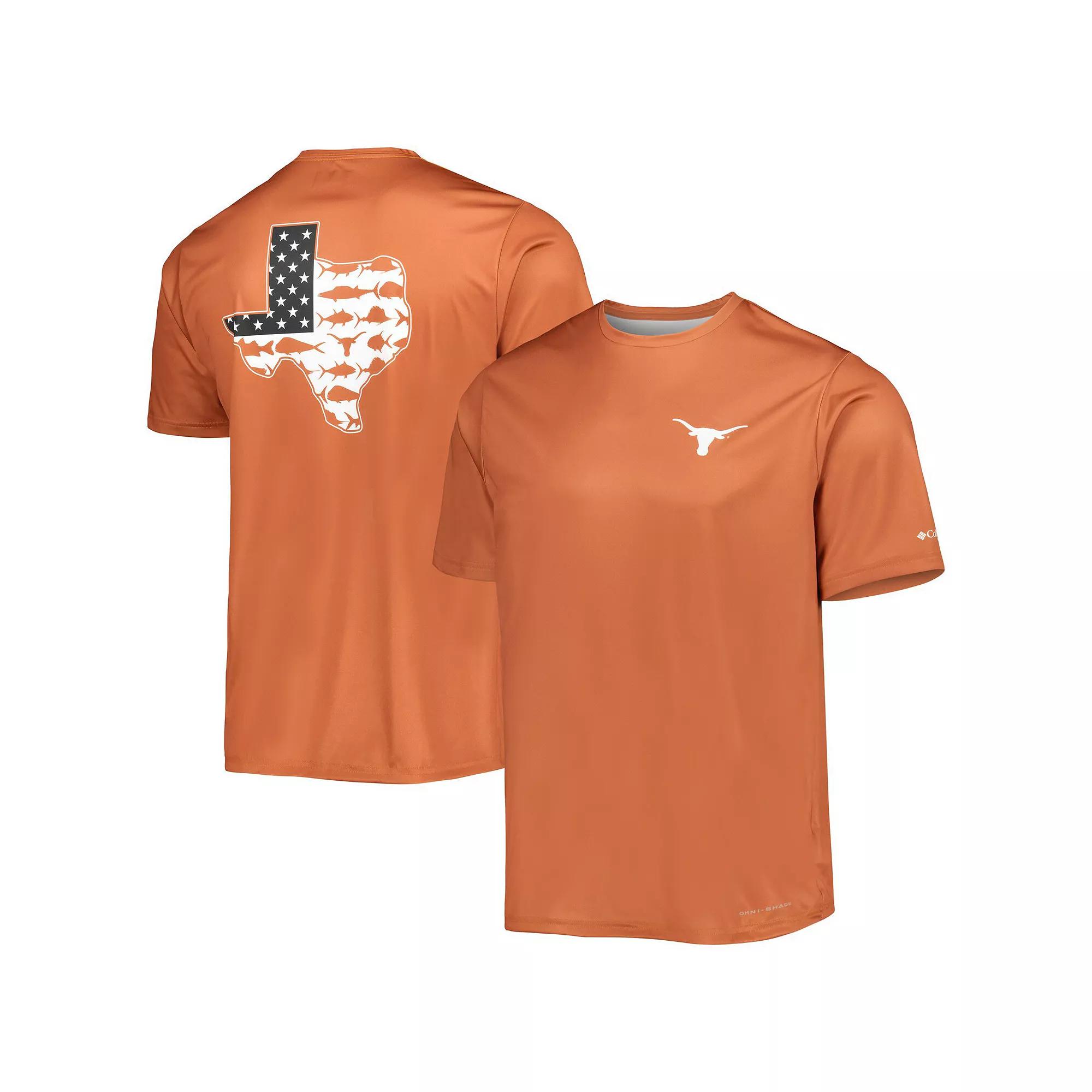Columbia Mens Collegiate PFG Terminal Tackle Short Sleeve Shirt - Texas- Product Image