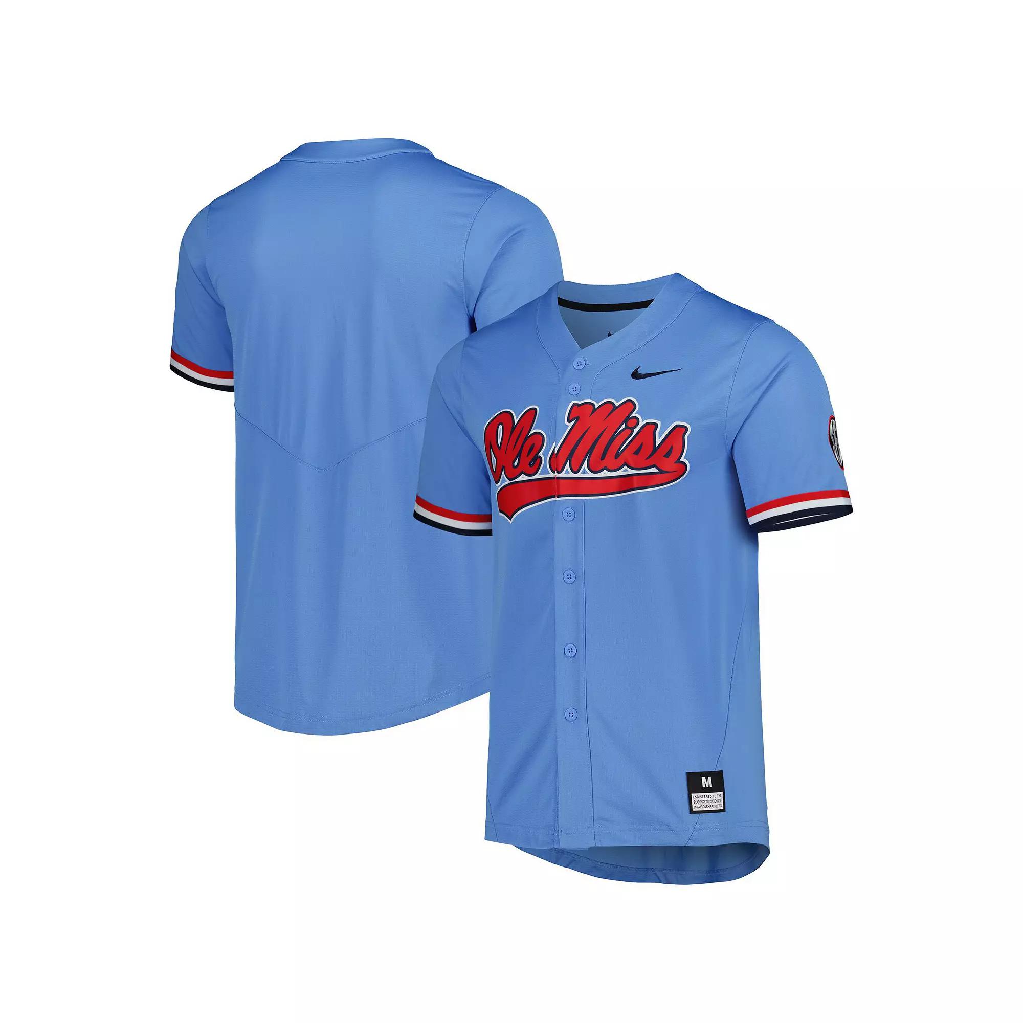 Men's Nike Powder Blue Ole Miss Rebels Full-Button Replica Baseball Jersey, Size: 2XL, Light Product Image