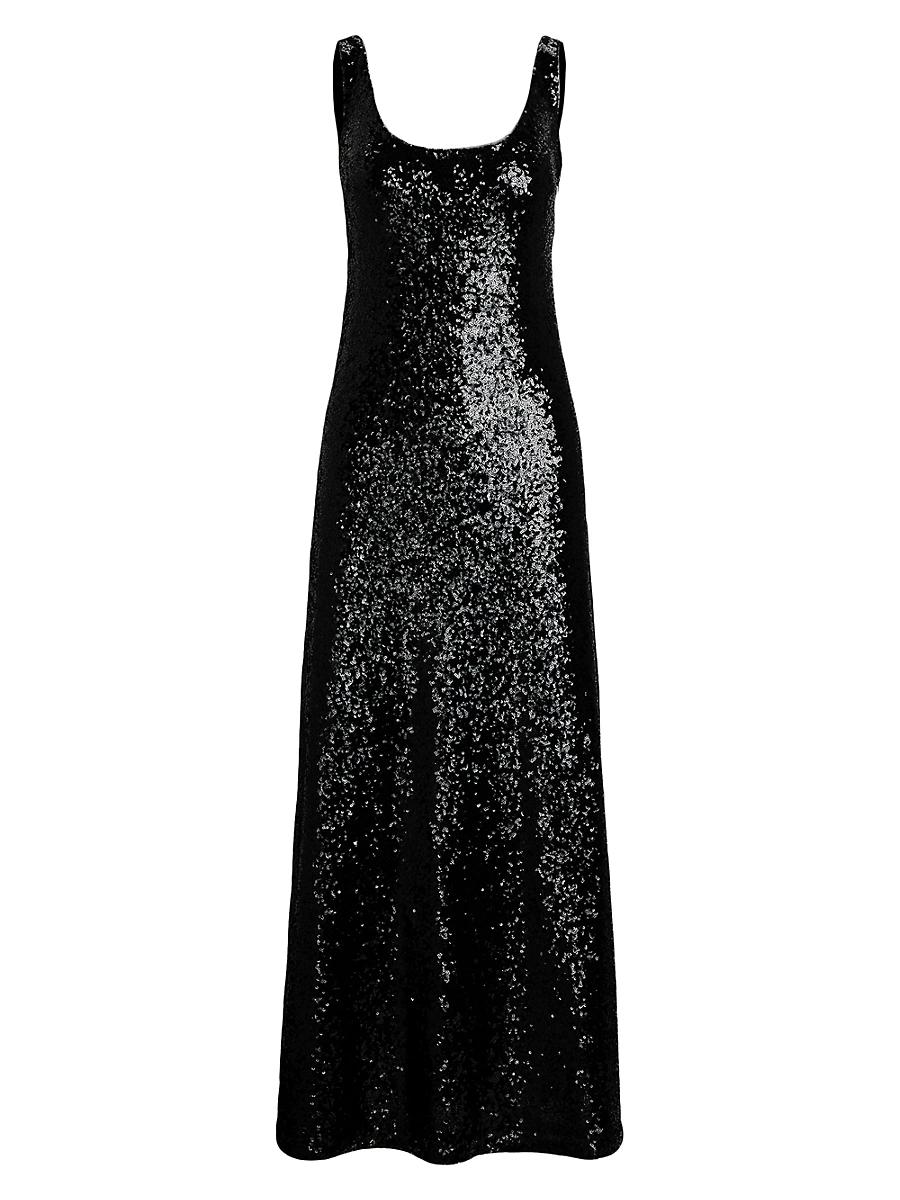 Womens Sequined Scoopneck Maxi-Dress Product Image