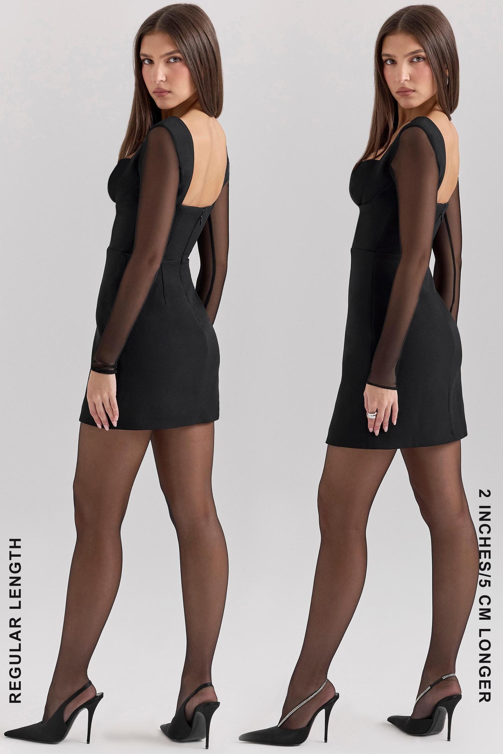 Angelie  black stretch crepe plunge mini dress Product Image