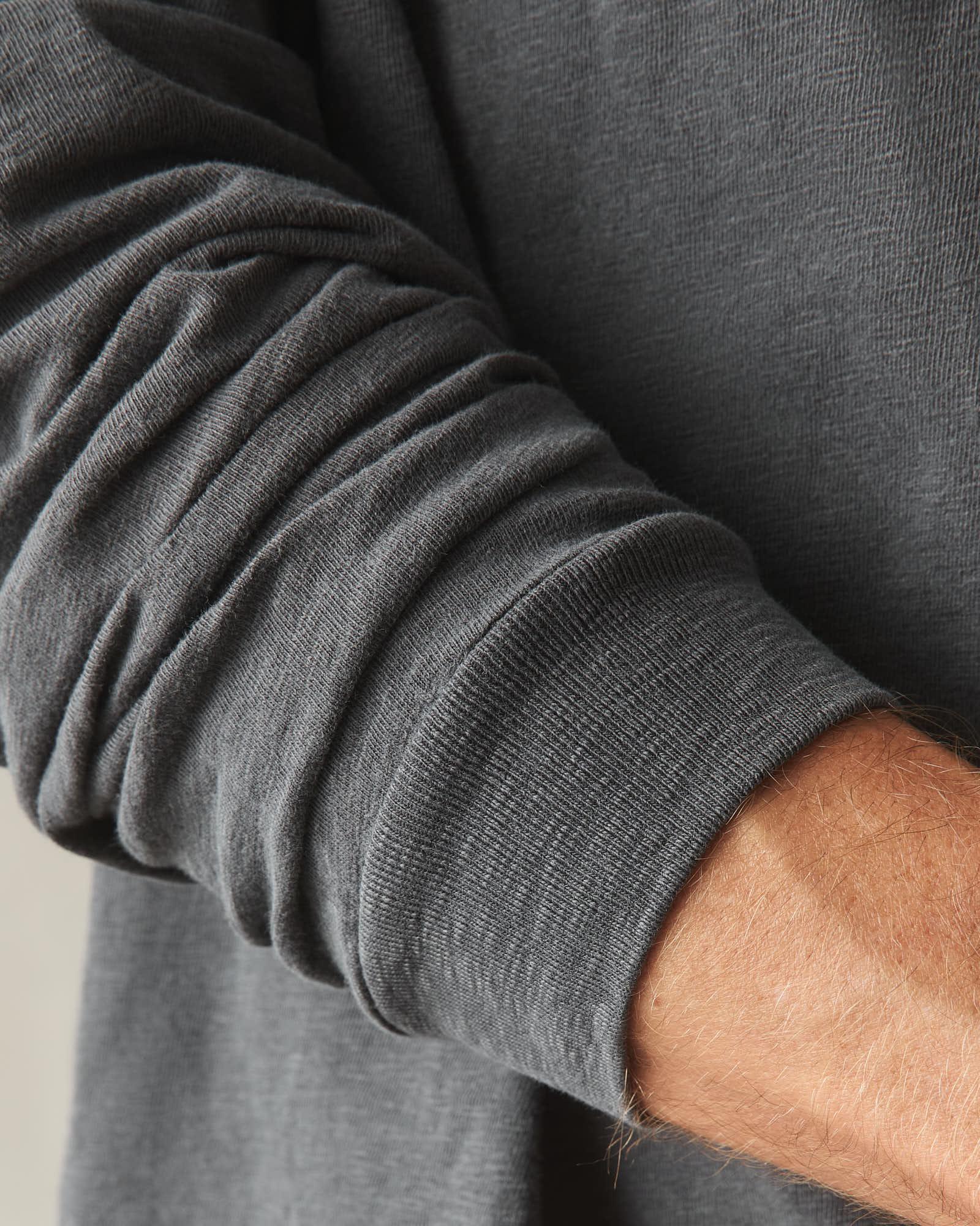 Men's Long Sleeve Broken-In Premium Slub Henley - Washed Black Product Image