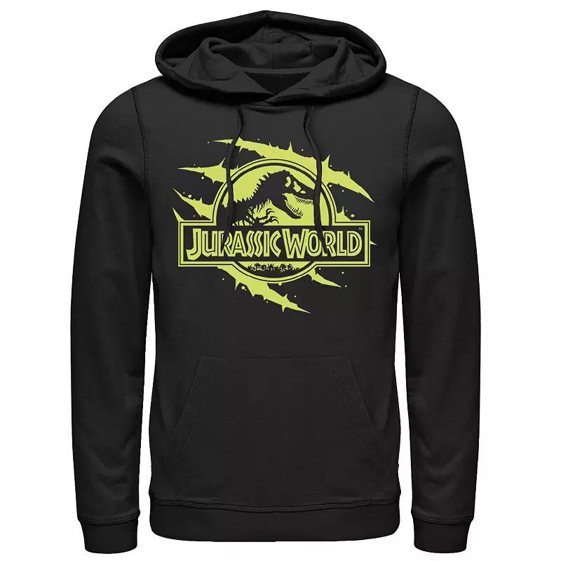 Men's Jurassic World Neon Slash T-Rex Fossil Logo Graphic Pullover Hoodie,  Product Image