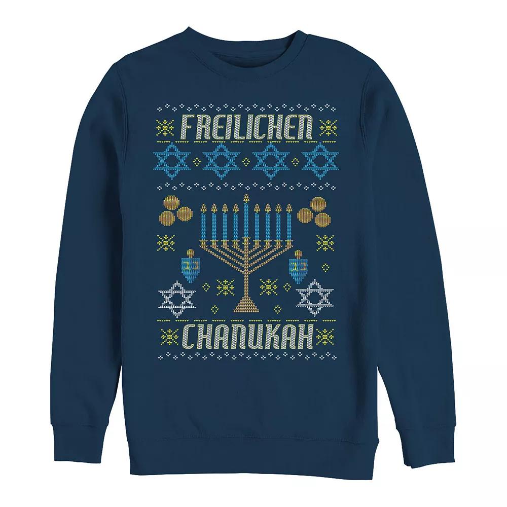 Mens Freilichen Chanukah Menorah Knit Style Fleece Blue Product Image