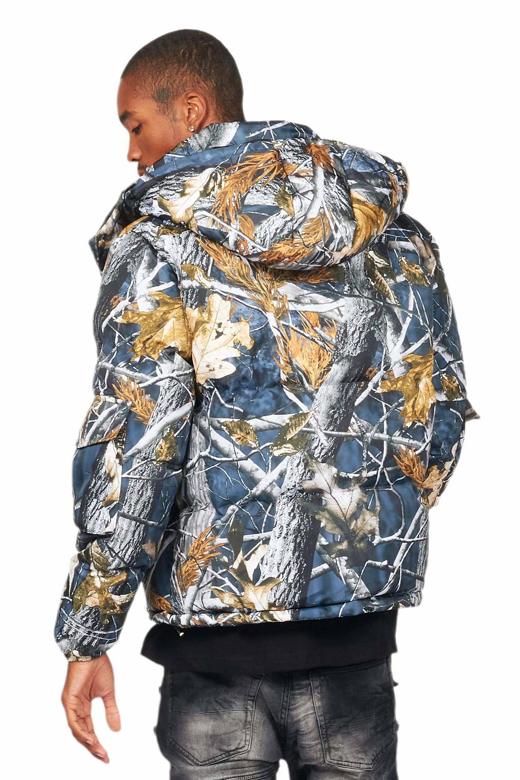 Bandik Black Tree Camo Puffer Jacket Male Product Image