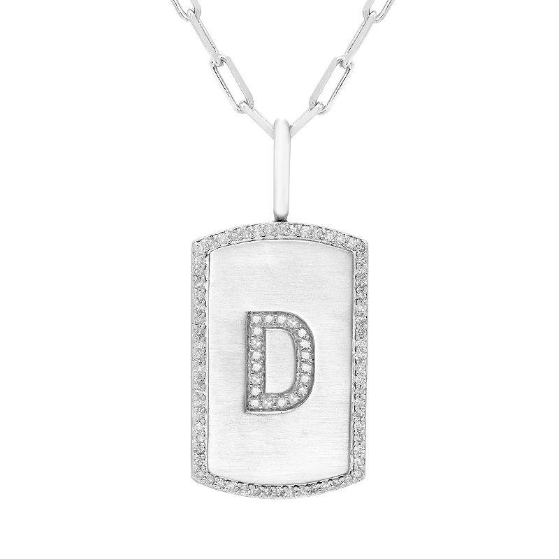 It's Personal Initial Sterling Silver & 1/4 Carat T.W. Diamond Dog Tag Necklace, Women's,  Product Image