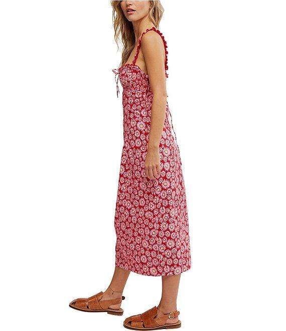 Free People Lucinda Daisy Print Square Neck Sleeveless Tie-Back Sheath Dress Product Image