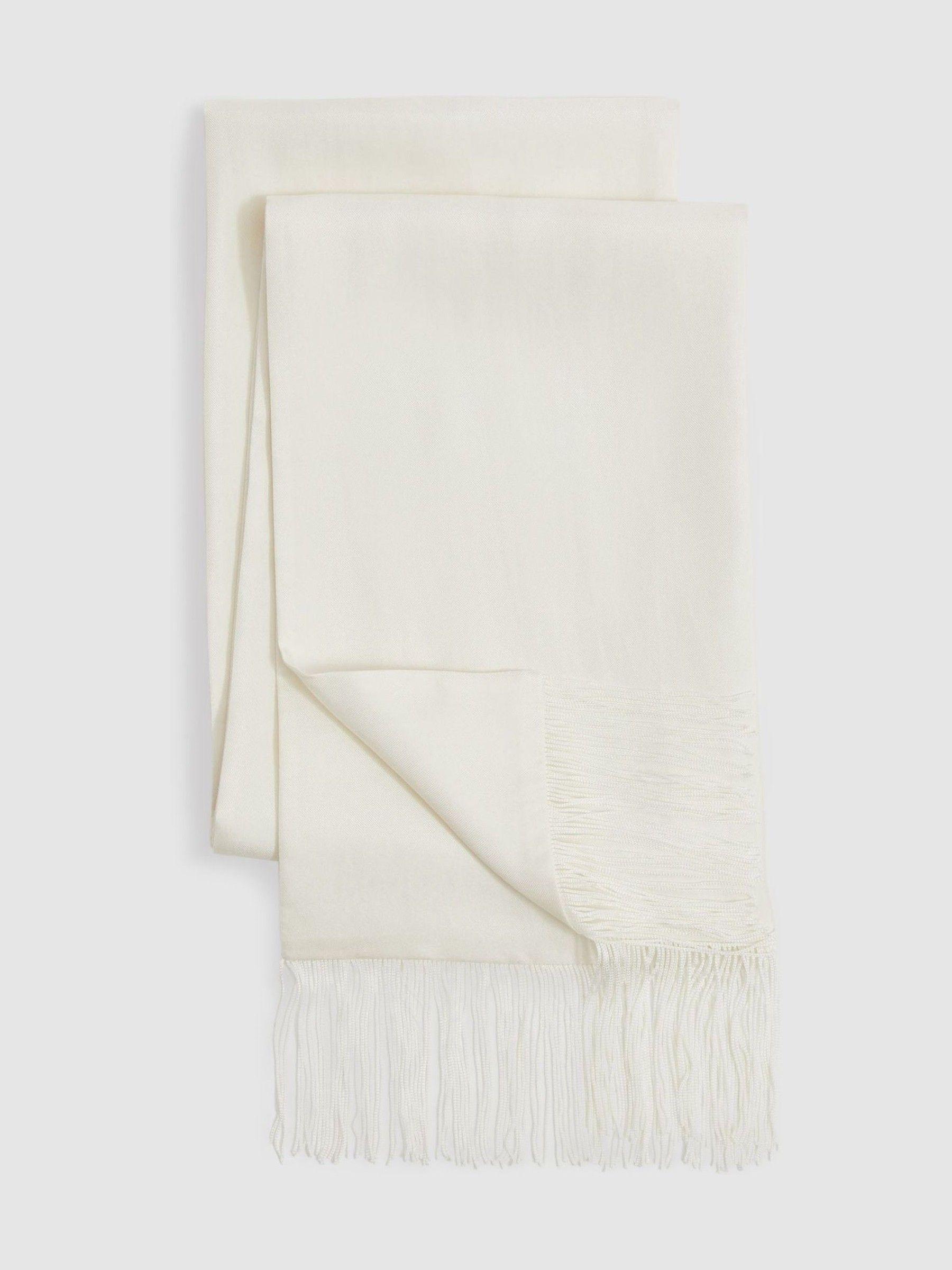 Silk Fringed Scarf in Ivory Product Image