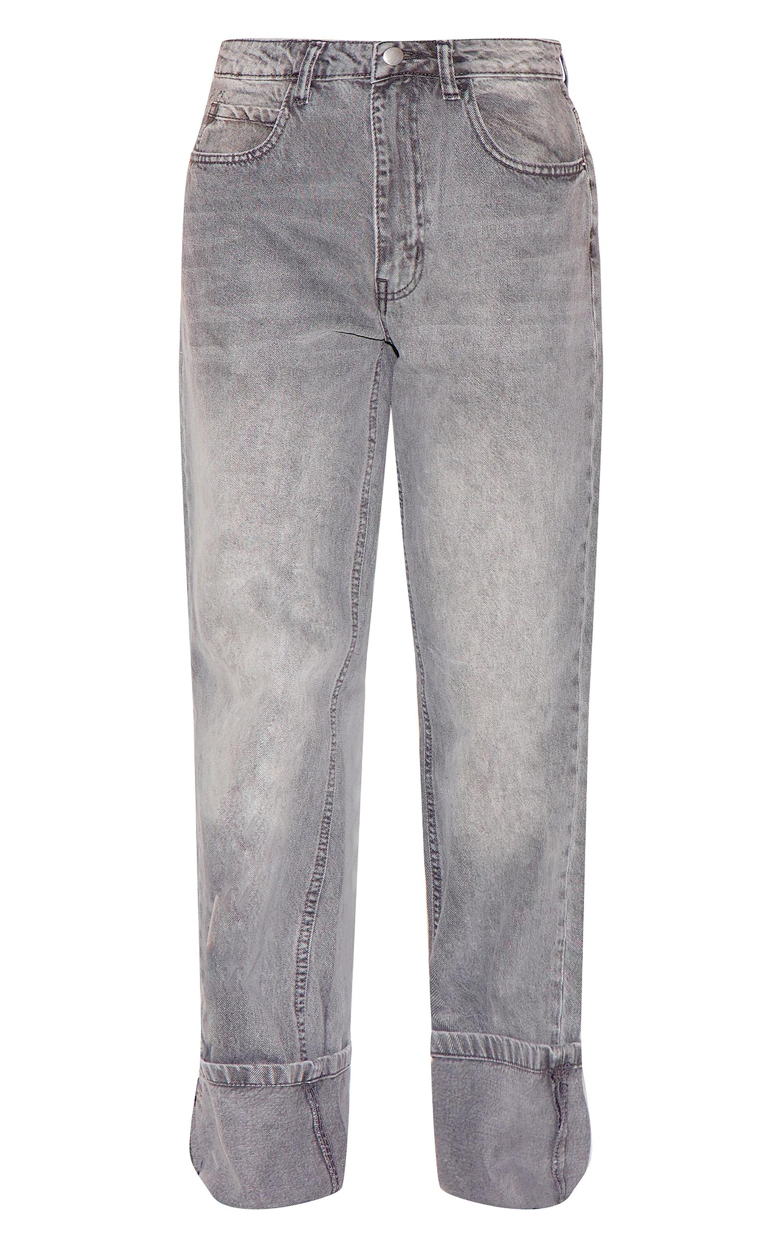 Grey Turn Up Hem Jeans Product Image
