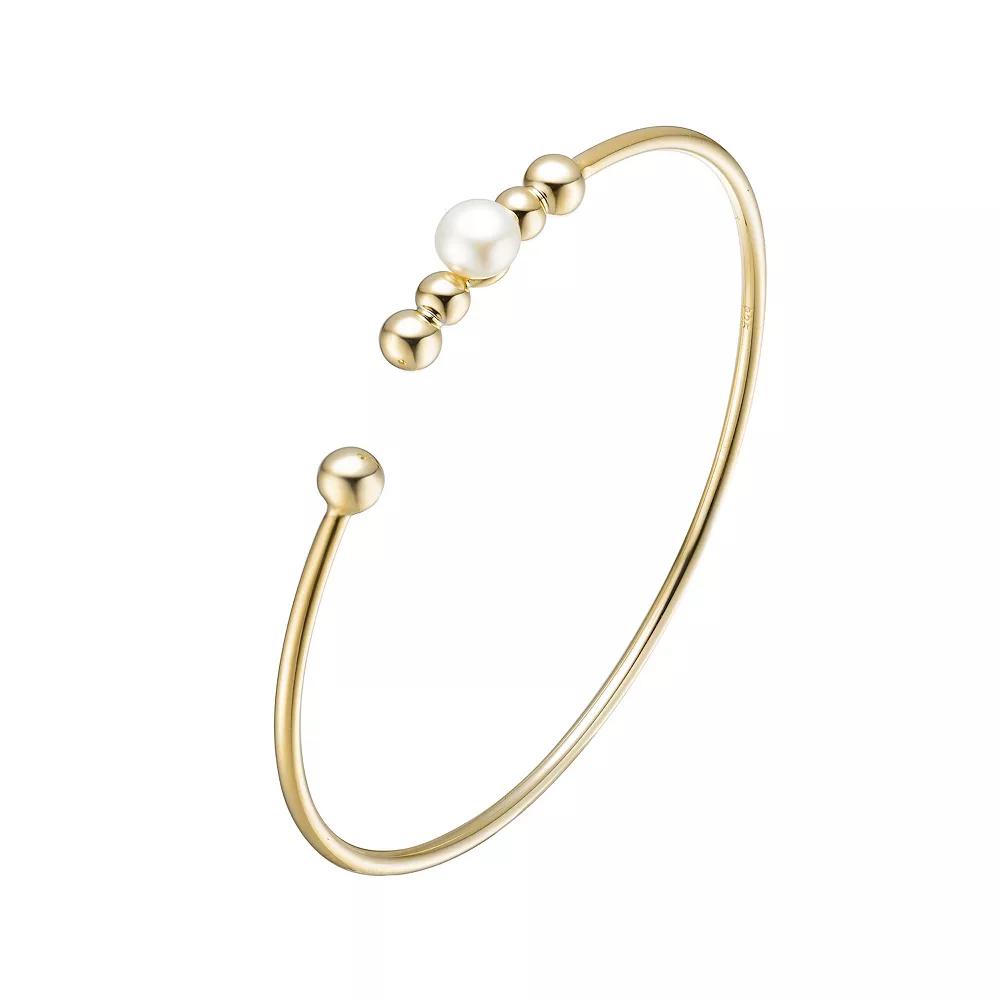14k Gold Sterling Silver Freshwater Cultured Pearl Bangle Bracelet, Womens, Gold Tone Product Image
