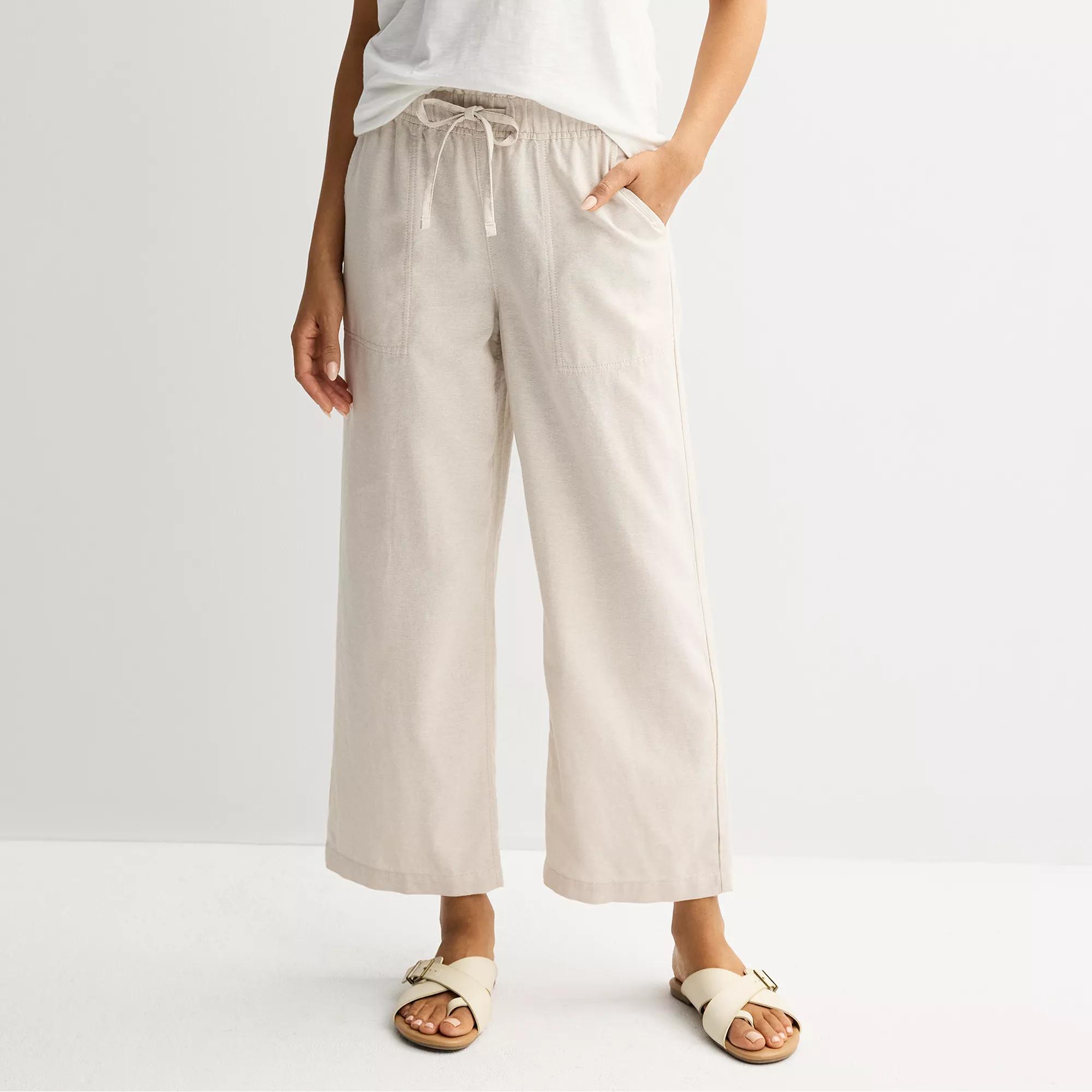 Women's Sonoma Goods For Life® Linen Wide Leg Ankle Pants, Size: XL, Odell Beige Product Image