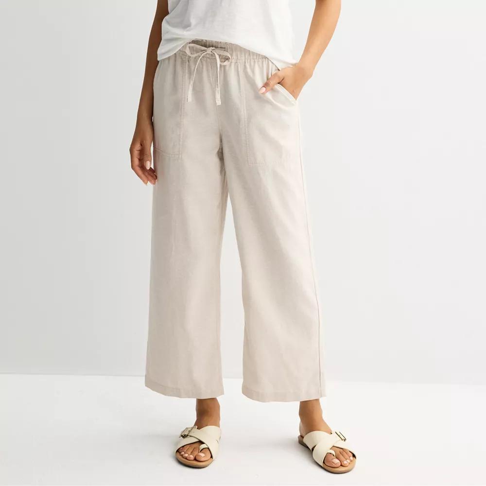 Women's Sonoma Goods For Life® Linen Wide Leg Ankle Pants, Size: XL, Odell Beige Product Image