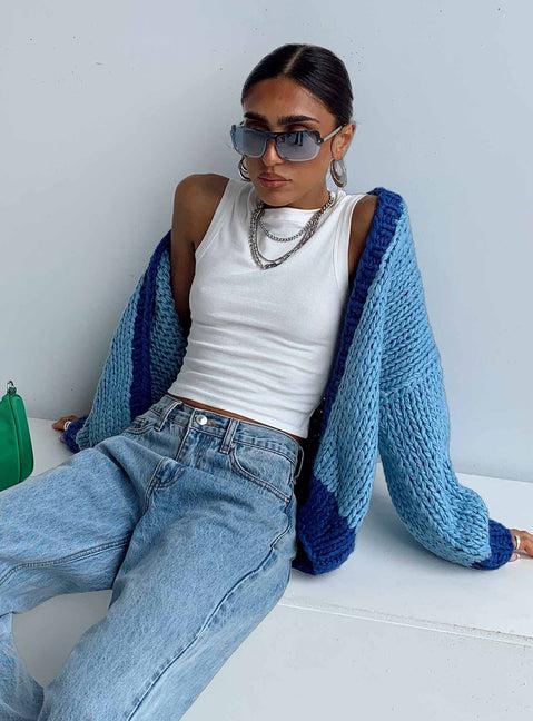 Lester Knit Cardigan Blue Product Image