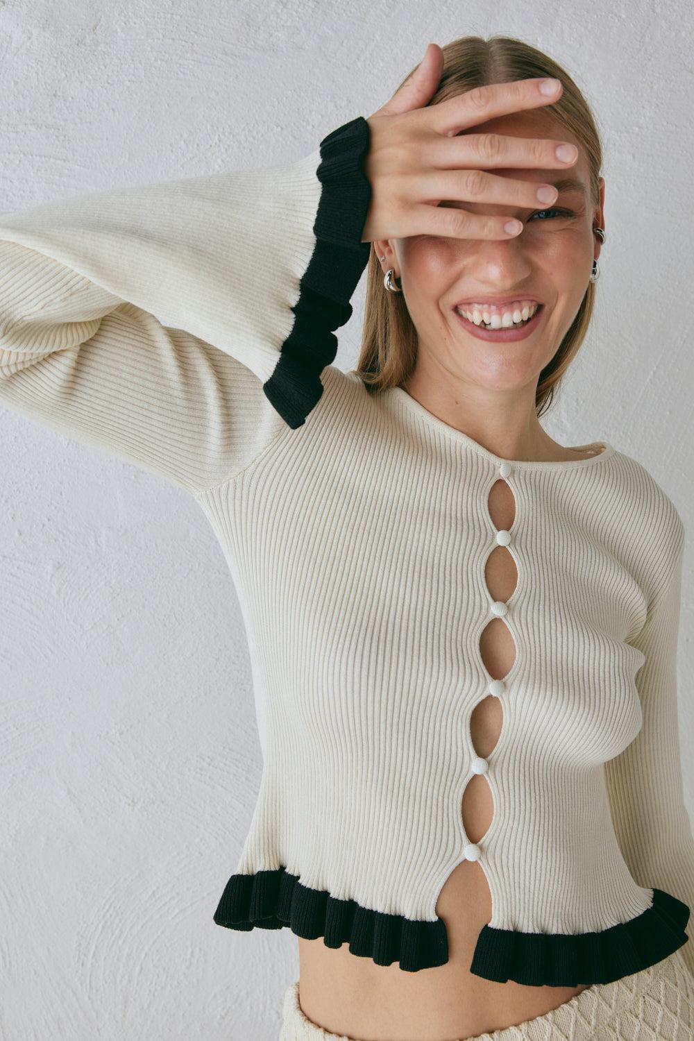 Zoey Knit Top Cream Product Image