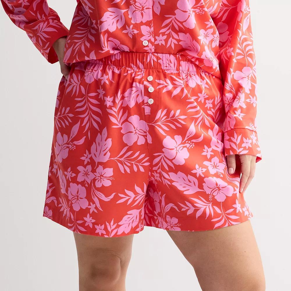 Plus Size Sonoma Goods For Life® Woven Separates Sleep Shorts, Women's, Size: 1XL, White Floral Product Image