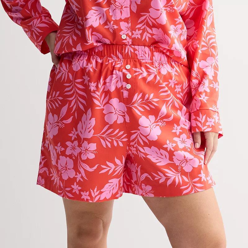Plus Size Sonoma Goods For Life® Woven Separates Sleep Shorts, Women's, Size: 1XL, White Floral Product Image