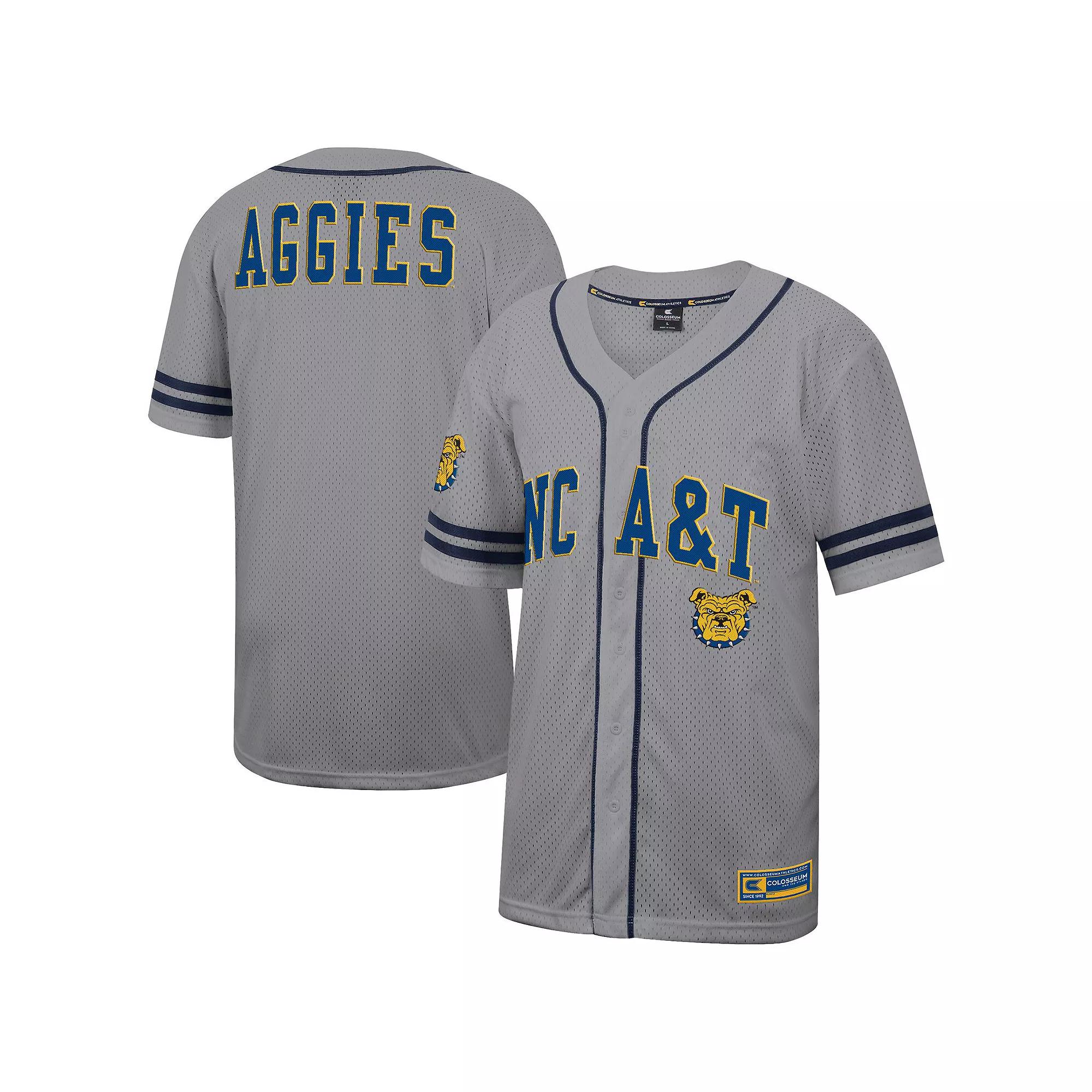 Men's Colosseum Gray North Carolina A&T Aggies Free Spirited Baseball Jersey,  Product Image