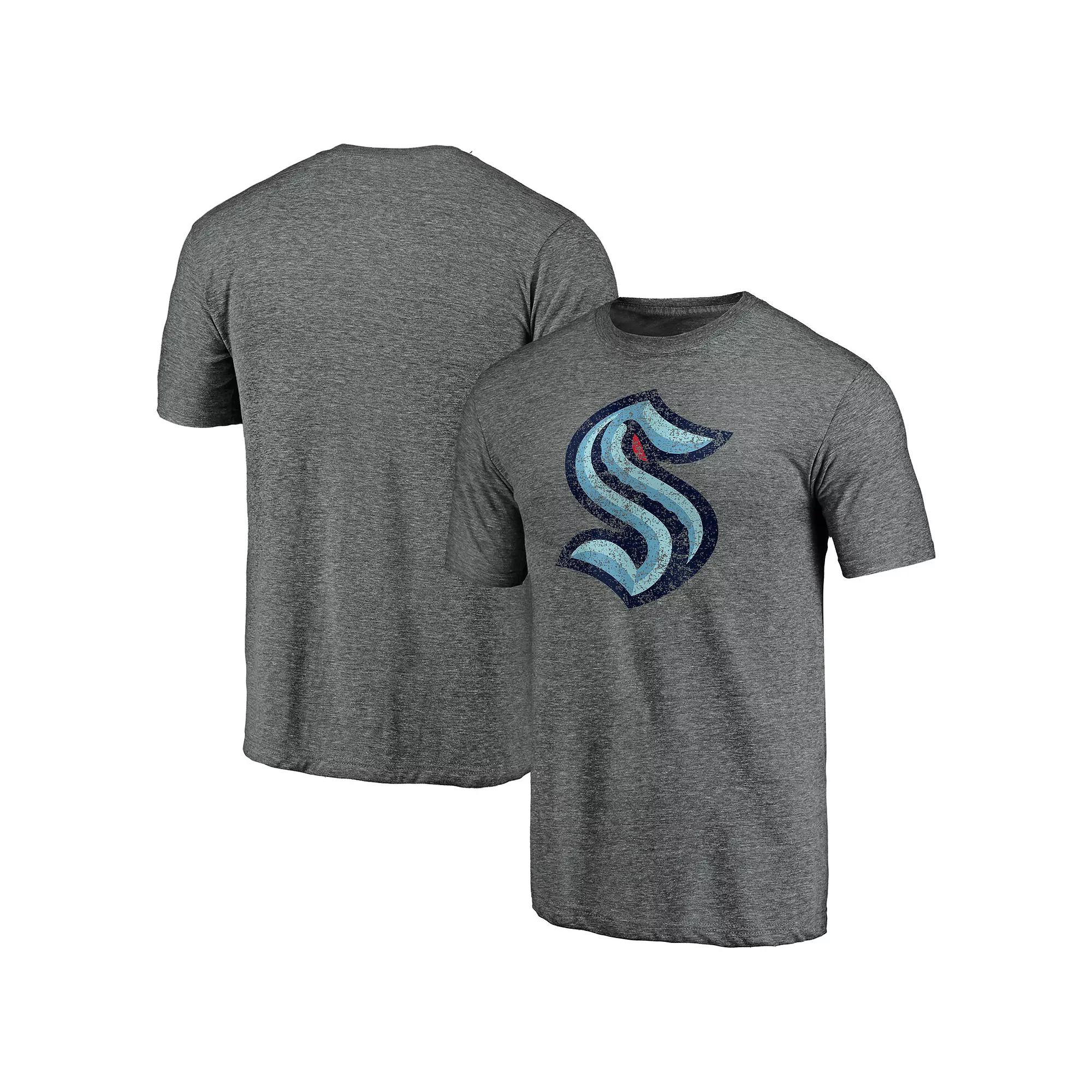 Men's Fanatics Branded Heather Gray Seattle Kraken Distressed Team Tri-Blend T-Shirt, Size: XL, Krk Grey Product Image