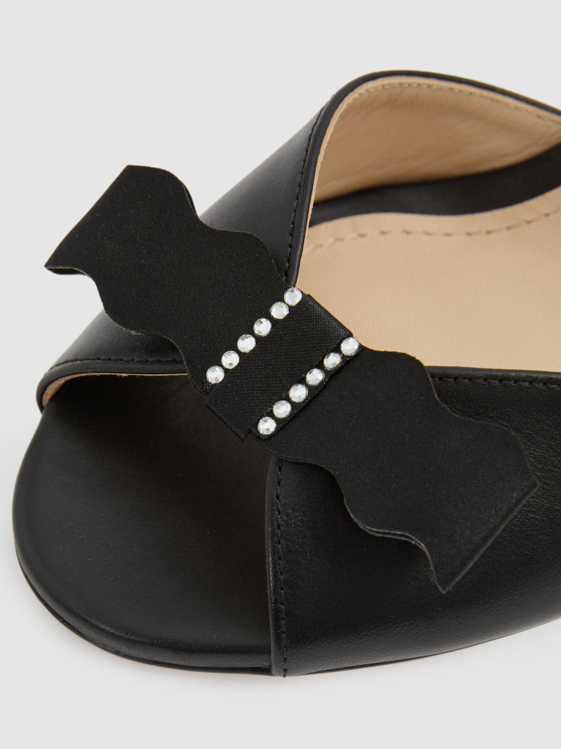 Camilla Elphick Black Leather Open-Toe Heels Product Image