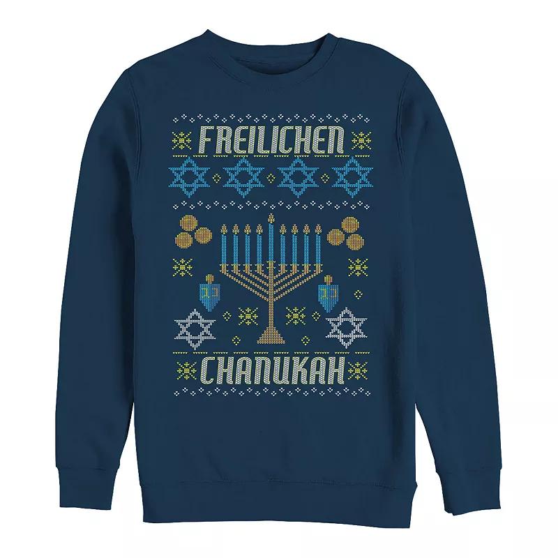 Mens Freilichen Chanukah Menorah Knit Style Fleece Blue Product Image
