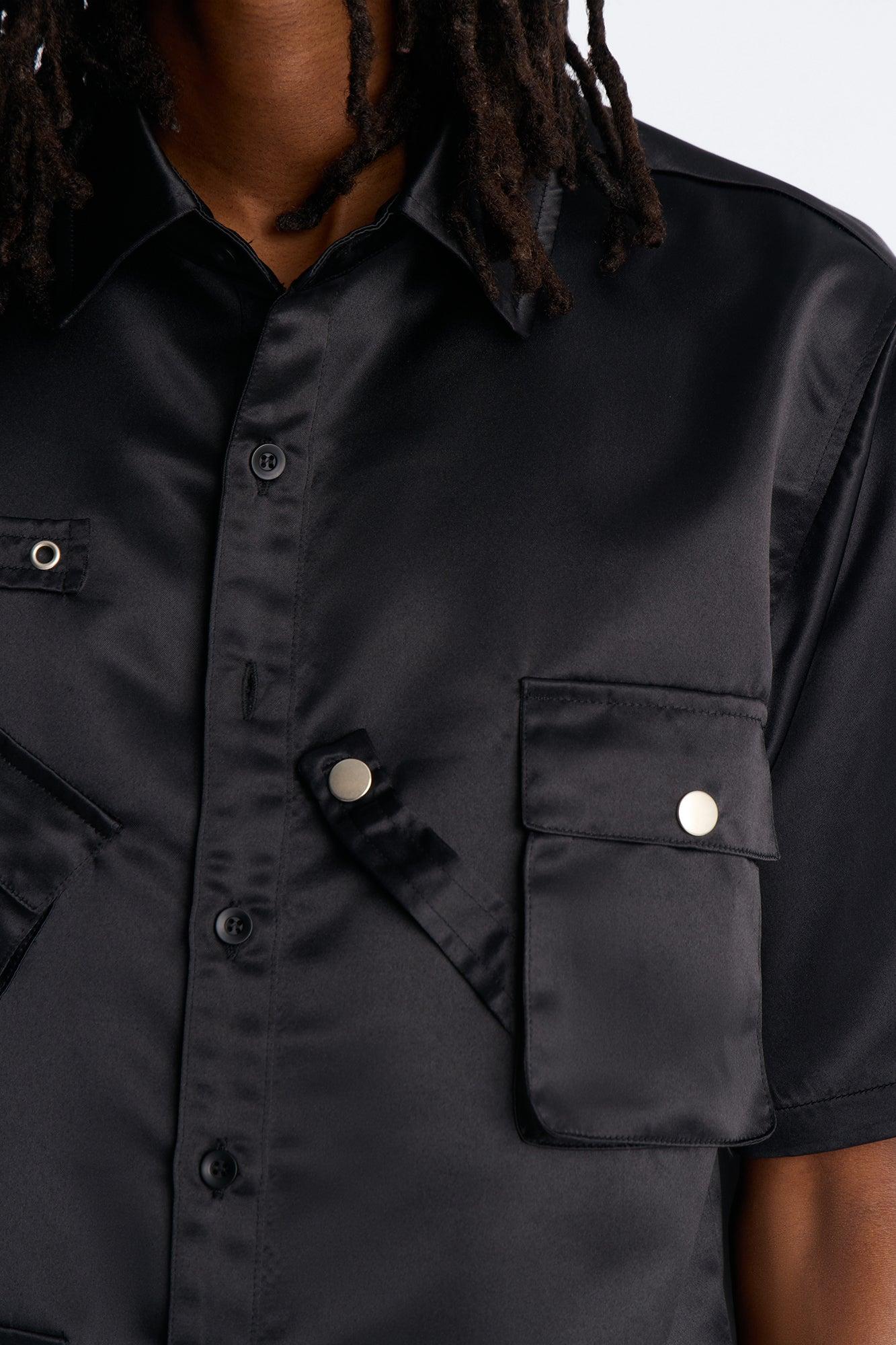 Boxy Tribeca Gloss Utility Shirt - Black Male Product Image