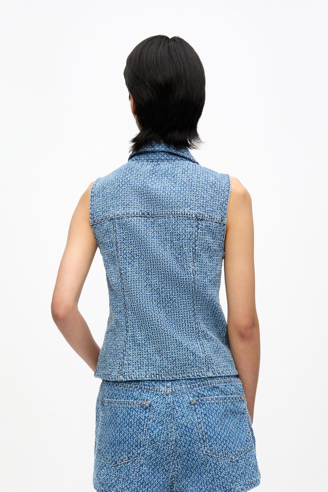 Blue Textured Denim Top Product Image