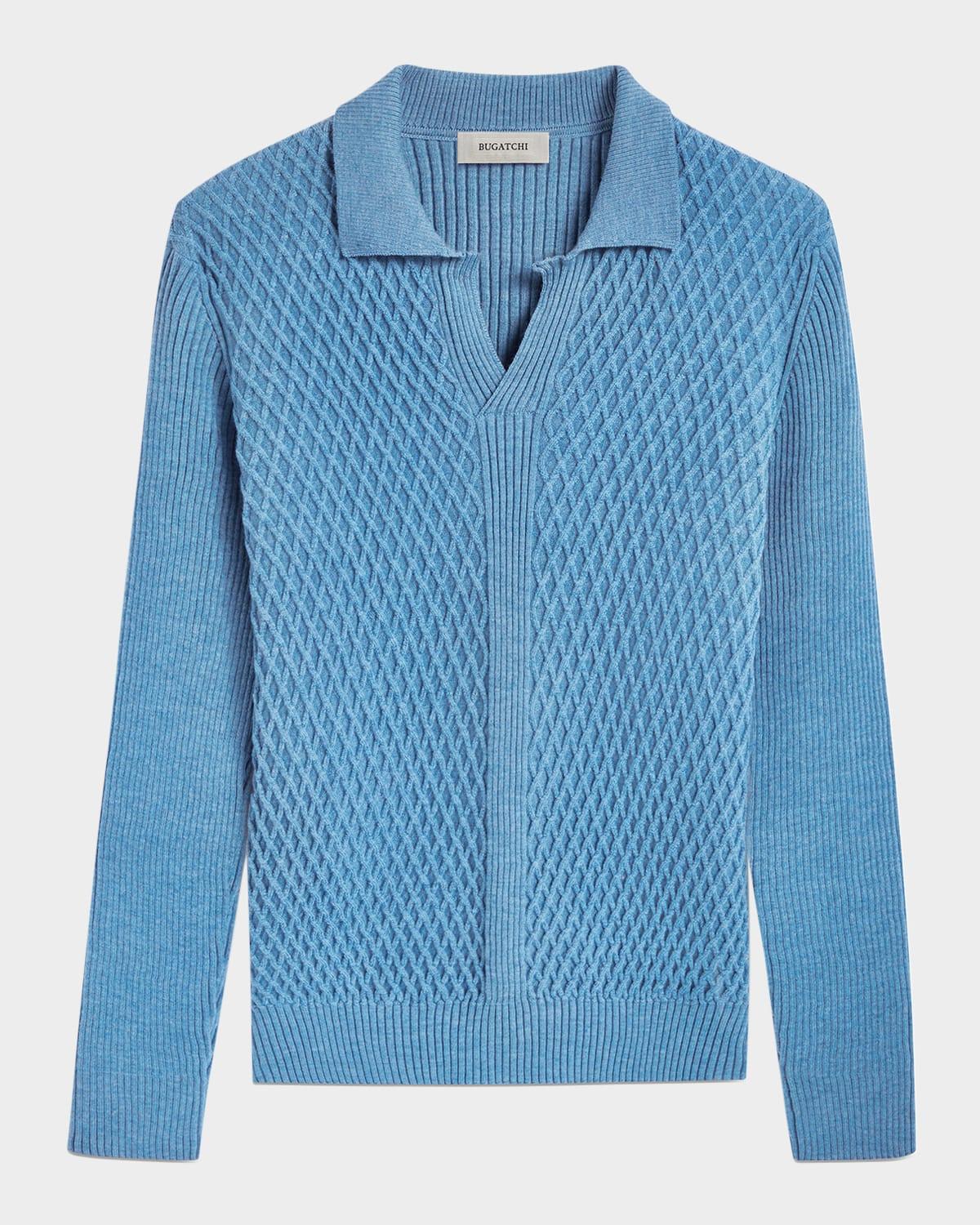 Mens Ribbed Wool Johnny Collar Sweater Product Image