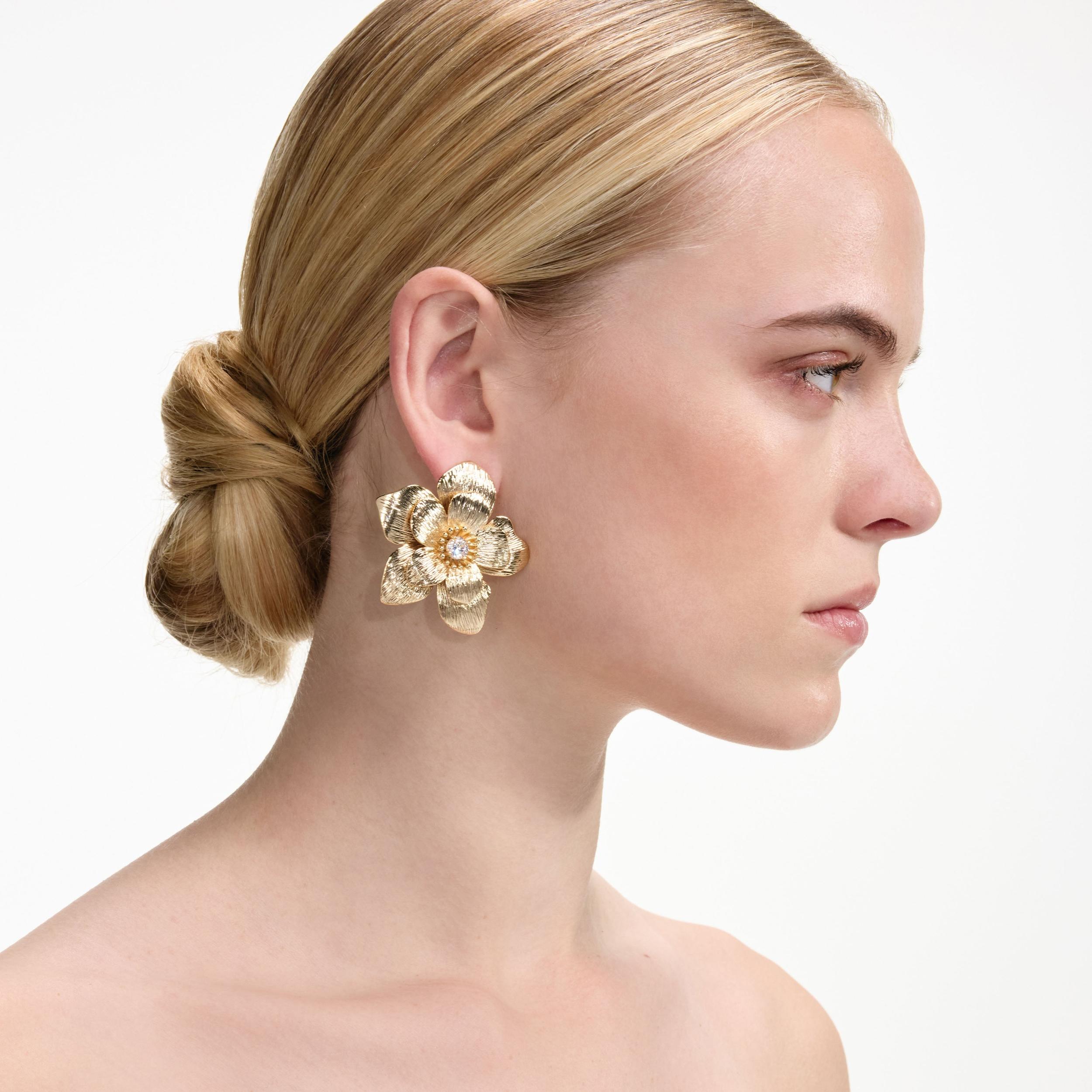 Gold Flower Earrings Product Image